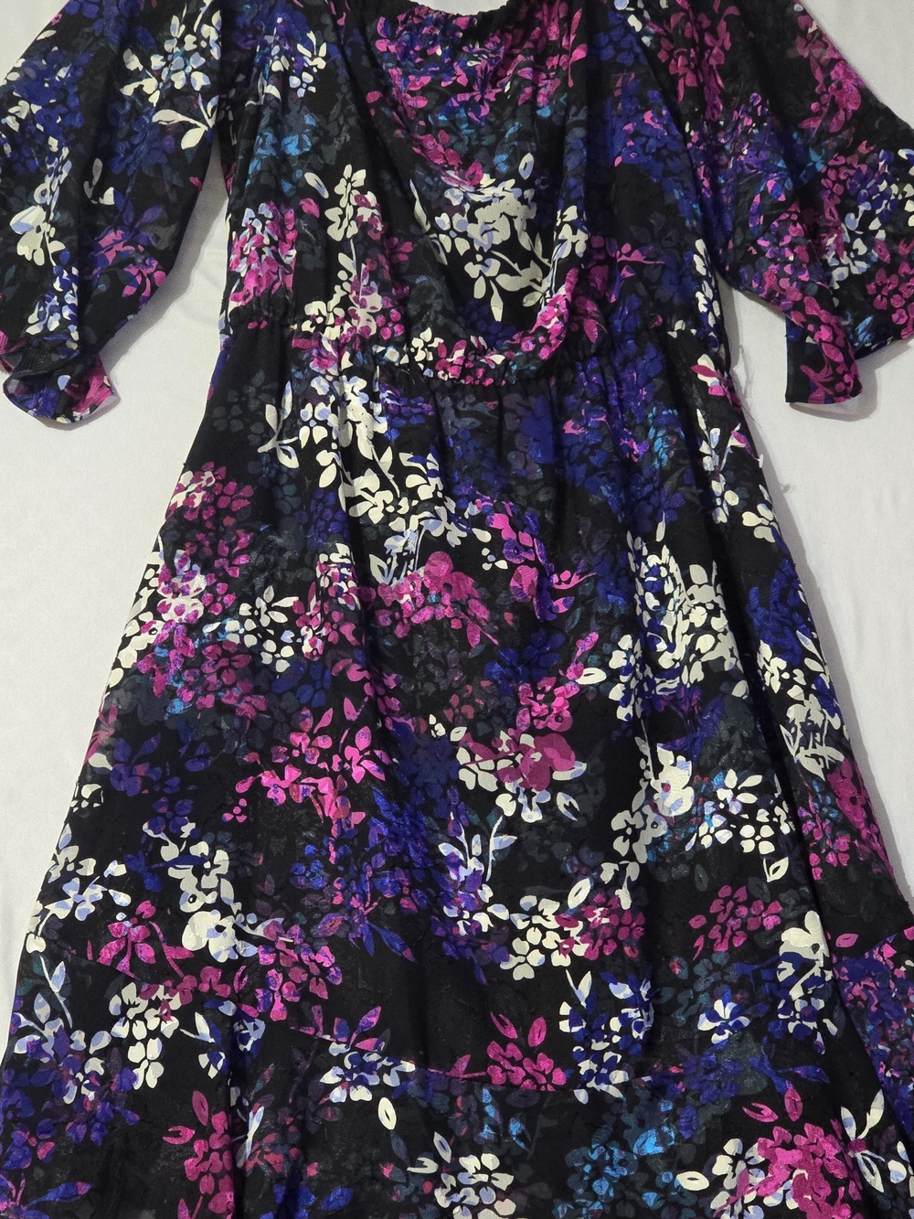 RACHEL Rachel Roy Black Maxi Dress with Pink, Purple & White Floral Print